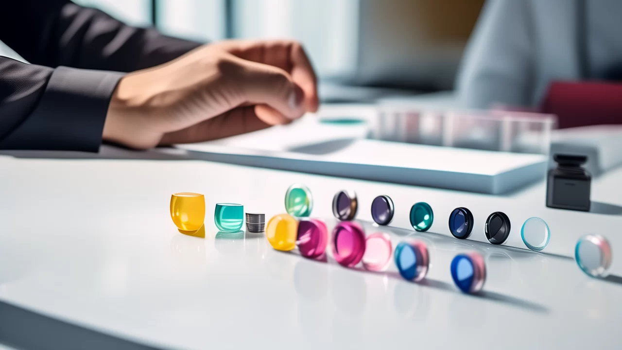 Contact lens brand owner reviewing product samples