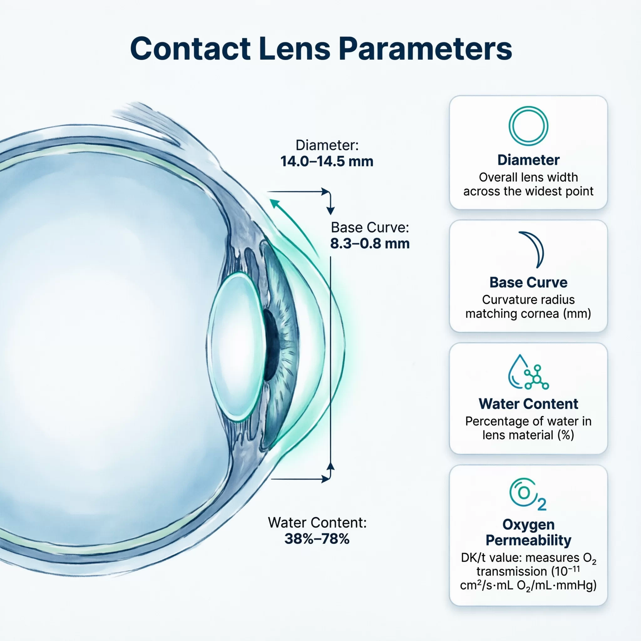 contact lens parameters infographic